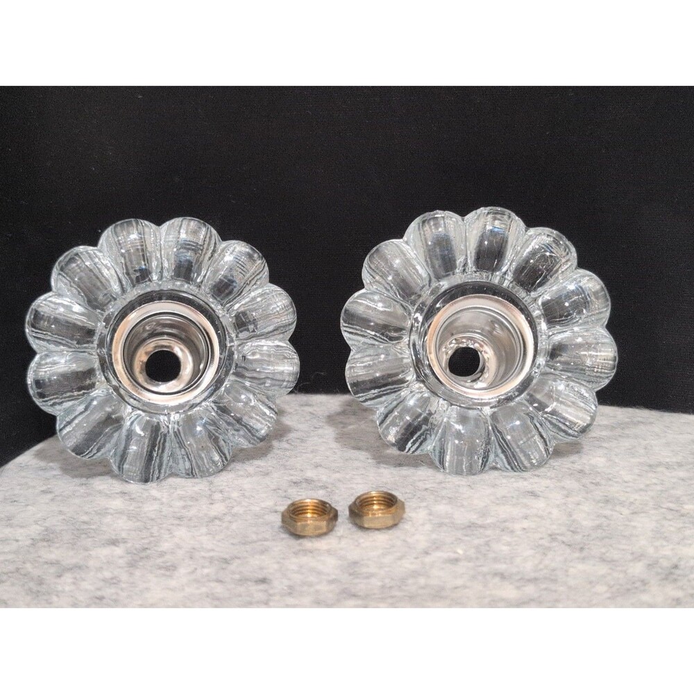 2 Vintage Glass Bobeche Chandelier Candelabras Candle Holder Flower Replacements